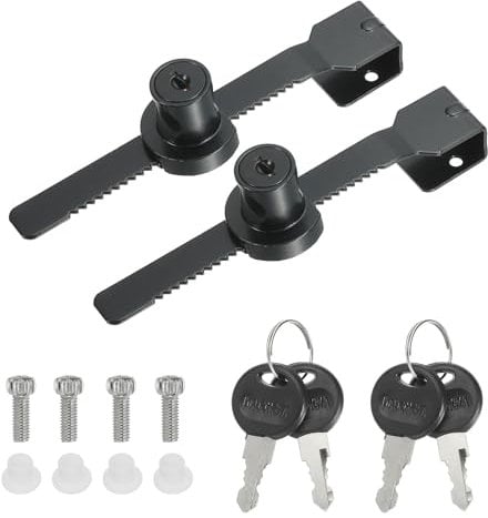 PATIKIL Serratura per Vetrina Scorrevole, 2 Pezzi Serratura per Vetrina con Chiave senza Foratura per Porta in Vetro da 5-10mm, Nero