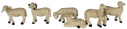 ZICOM Krippenzubehör Tiere Schafset ca. 4cm 6-TLG. Polyresin handbemalt
