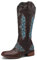 Lmtossey Western Cowboy Patchwork Cucire Floreale Stivali Per Le Donne Al Ginocchio Retrò Cowgirl Equitazione Scarpe Da Donna Stivali, Marrone, 39.5 EU
