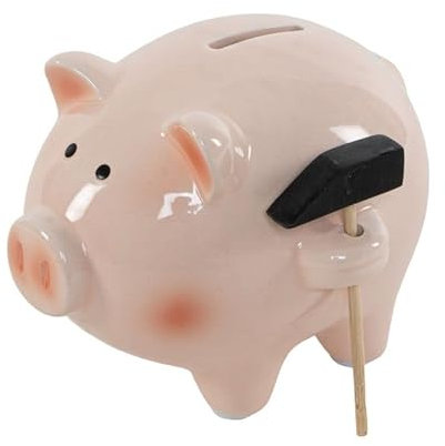 ROCKING GIFTS Salvadanaio in Resina Maiale con Martello 15x12 cm