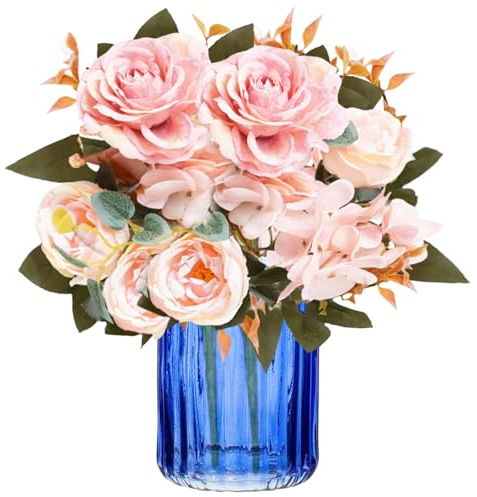 astylishome Faux Flower Bouquet of Peony Silk Artificial Flowers and Hydrangeas Perfect for Wedding Bridal Party Home Office 3618