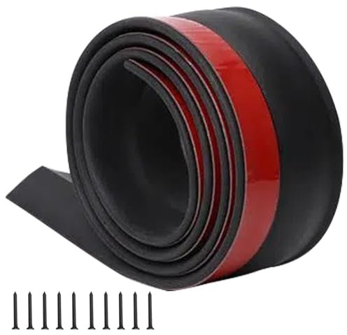 Junta de goma universal para puerta de garaje de 3 m, tira de goma multiusos para puerta de garaje, tira de goma inferior, burlete de puerta de garaje con 10 clavos (negro, tamaño: 3 m)
