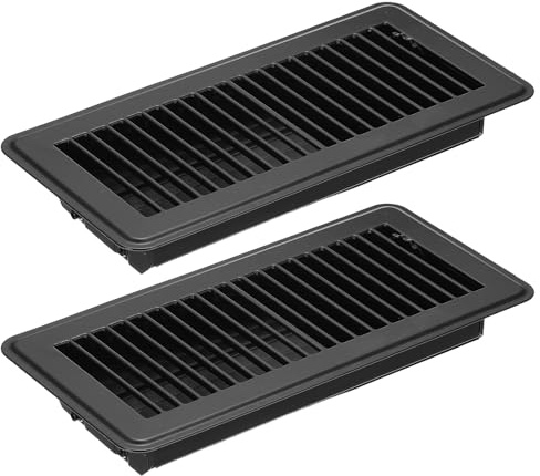 PATIKIL 2Pcs 10 X 4 Pouces Grille de Sol Couverture de Ventilation Noir | en Acier Robuste, Réglable Décorative Facile à Ajuster pour Les Grilles de Sol de Bureau à Domicile