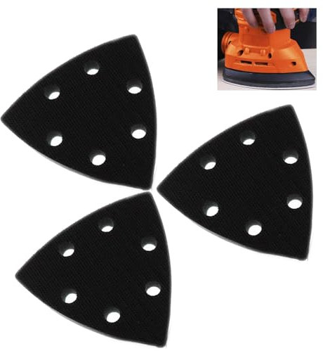 Ersatzpads für Delta Schleifplatte, 3er Pack, 93 x 93 x 93 mm, Dreieckige Selbstklebe-Schleifpads mit 6 Löchern für Delta Schleifer und Multitools