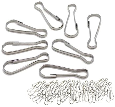 100 Stück Lanyard Clips 1,3 Zoll Lanyardhaken Edelstahl kleine Federklammern einfach zu verwenden Metallclip für Badezimmer Duschvorhang Kinder DIY -Projekte