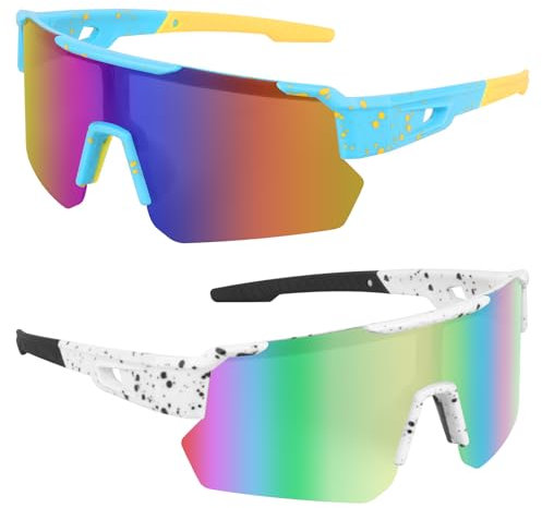 Mineup Schnelle Brille Rave, 2 Stück Sport Sonnenbrille, Polarisiert Fahrradbrille, Polarisierte UV400 Schutzbrille, Fahrradbrille Herren Damen, Schnelle Brille für Outdooraktivitäten Golf Ski