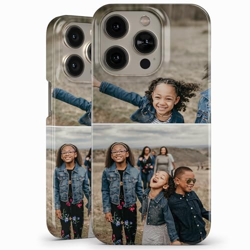 Personalisierte Full-Print-Design-Handyhülle für iPhone – Benutzerdefinierter Zwei-Fotos-Druck auf der Rückseite und den Seiten, langlebige Schutzabdeckung für iPhone 16, 15, 14, 13, 12, 11 Serie