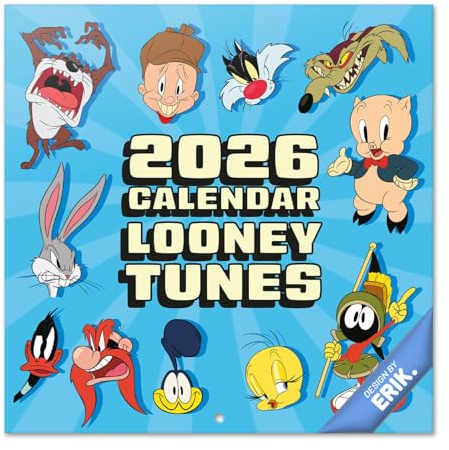 Grupo Erik Kalender 2026 Wandkalender Looney Tunes Kalender Familienplaner - Jahresplaner Monatskalender 2026 30 x 30 cm Planer Jahreskalender 25 für 12 Monate - Offizieller Fanartikel