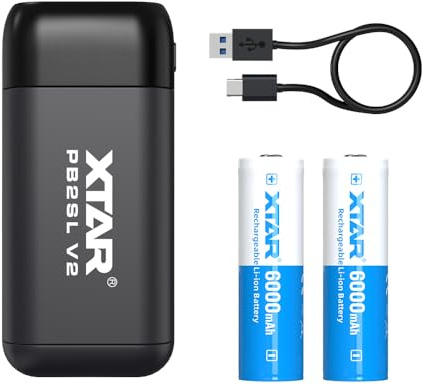 XTAR PB2SL V2 Battery Charger for 18650 18700 20700 21700 Battery (PB2SL V2+2PCS 21700 6000)