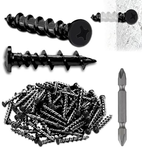 OywhC Drywall Anchors with Screwdriver Bit Included, 6.3 X 38 MM Black Coated Pan Head Alloy Steel, 100-Pack Heavy Duty Wall Anchors for Drywall, Wood & Masonry Materials