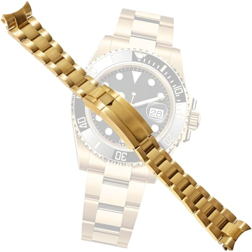 hengfento2 Oyster Ersatz-Uhrenarmband für Rolex Datejust Submariner Deepsea 116660, 21 mm, goldfarben