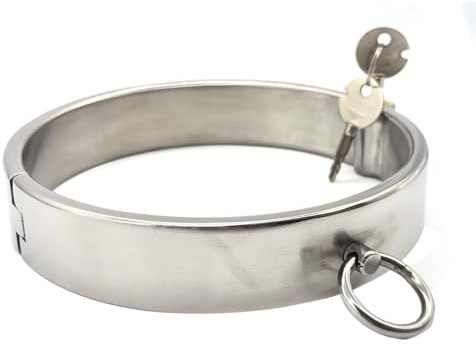 YAXZA Höhe 3 cm Round Metall Halsband Sklaven Kragen Halsreif Halsfessel mit Schloss Edelstahl Sex Halsbänder Sm Fetisch Slave Bondage Fesseln Flirtspiel Sex Spielzeug für Paare Frauen Männer