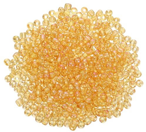 QUARKZMAN 1600Pcs Cuentas y Abalorios Cristal para Hacer Pulseras, 3mm 8/0 Cuentas Mini Sueltas con Agujero, Abalorios A Granel para Manualidades DIY Collar, Dorado AB