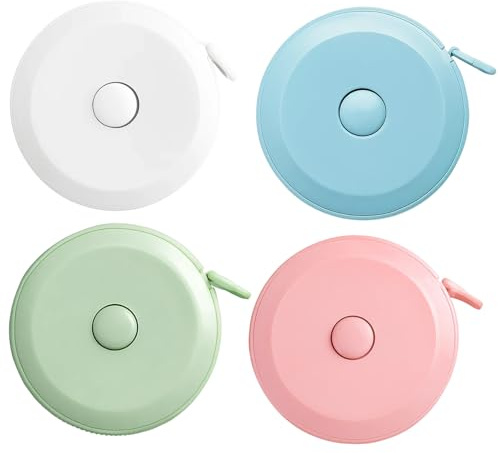 Tape Measure Body, 4 Pack Round Measuring Tape for Body, Blue Green Pink White, Accurate Measurement Tool for Fitness and Tailoring
