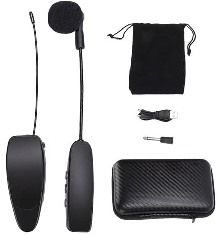TICFOX Microfono wireless UHF per violino, chitarra, strumento, microfono con ventosa, pickup a 360 gradi, per performance sul palco, trasferimento del suono chiaro, trasmissione a