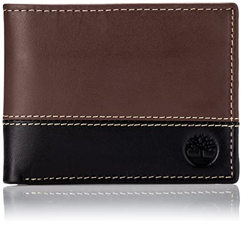 Timberland Men's Hunter Leather Passcase Wallet Trifold Wallet Hybrid
