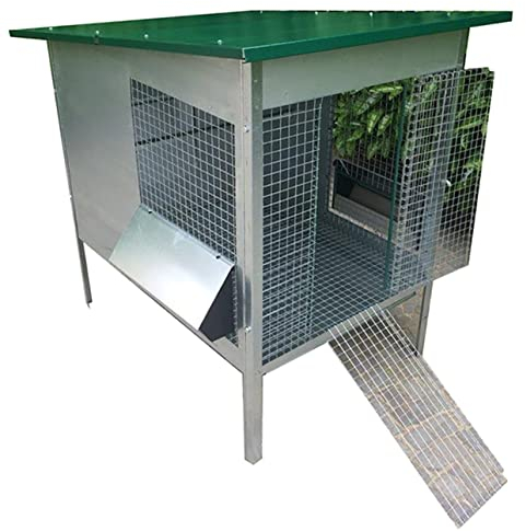 Pollaio Casetta per Circa 6/7 Polli, Galline Ovaiole o Altri Volatili Adulti. Struttura in Rete Zincata e Lamiera Verniciata. Massimo Ingombro cm L 90 x P 120 x H 115