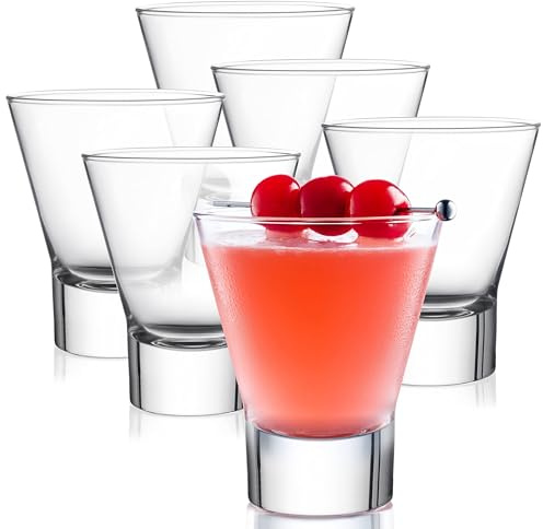 Bormioli Rocco Ypsilon Pre Dinner Glasses - Set of 6, 8.5 Oz Modern Aperitif Drinkware for Cocktails, Wine & Beverages – Elegant Italian Barware - Clear Glass Cups, Dishwasher Safe