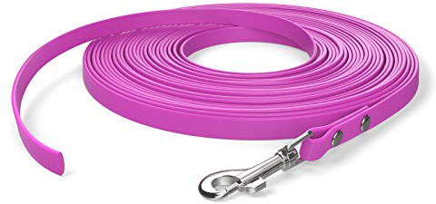 10m Schleppleine, Hundeleine, 1 Karabiner, Magenta, extra schmal, schmutz- und wasserabweisend