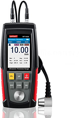 Wintact Registratore di dati del misuratore di spessore ad ultrasuoni digitale ad alta risoluzione da 0,001 pollici per piastra di rame metallica in alluminio in acciaio, ultrasuoni portatile