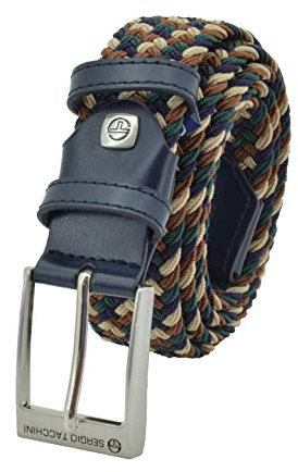 Sergio Tacchini Elastischer Geflochtener Gürtel Herren Damen, Gürtel mit Echtleder & Geschenkbox, Flechtgürtel für Jeans, Freizeit & Business