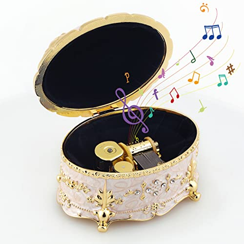 ROSIKING Ovale Prägung Legierung Metall Spieluhr Aufziehen Antike Schmuck Spieluhren Weihnachten Geburtstag Valentinstag Geschenke Plays You are My Sunshine