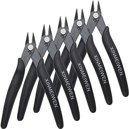 XINMEIWEN Lot de 5 mini pinces coupantes électroniques de précision pour les besoins de coupe ultrafine (Noir)
