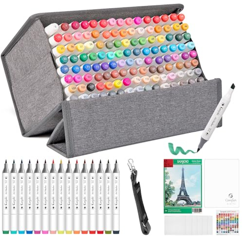 SANJOKI Art Markers 119 Colors and Colorless blender Alcohol Brush Double Tips Marking Pen For Artist and Students