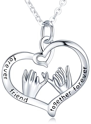 Schwestern Halskette 925 Sterling Silber Herz Beste Freundin Anhänger Halskette mit Kette, Geburtstag Geschenke Schmuck für Schwestern Frauen Freunde Freundschaft