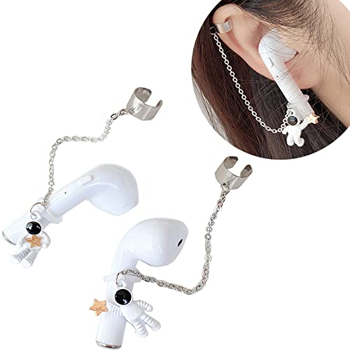 MZSX AirPods Halteband, Laufen Silikon Draht Kabelverbinder, Astronaut Ohrclip, Hals Seil Schnur, Anti-Verlust-Band, Apple Airpods 1 3 Pro Sport Silikonschützer Lanyard Drahtloser Kopfhörer (Ohrclip)