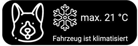 Auto Aufkleber A/C max. 21°C Fahrzeug ist klimatisiert Kfz Temperatur Hinweis Folie selbstklebend | 15x5cm Made in Germany, Größe: Schwarz