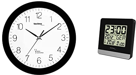 Technoline, WT 8000 Funk-Wanduhr, Ø 30cm, Schwarz & Funkwecker WT 260, 79 x 79 x 30 mm