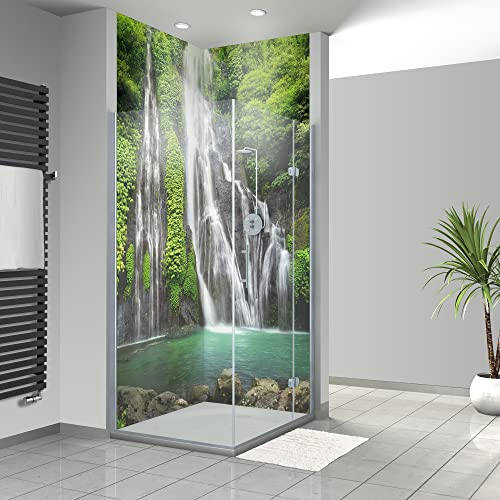 WANDFREUDE individuelle Duschrückwand Aluverbundplatte auf Maß (2 Stück - Dschungel - Premium Matt Lack) – Dusche Wandverkleidung Duschwandverkleidung Duschrückwände