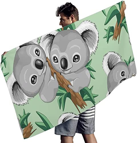 Strandtuch Groß 70x140 cm Grauer Koala Badetuch Mikrofaser Handtücher 3D Strandhandtuch Schnell Trocknendes Sandfreies Badehandtuch, Saunatuch, Handtuch, Kinder, Damen, Herren, Strandtücher