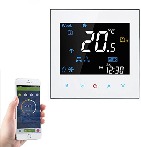 Smart Wifi thermostat Central Air Conditioning Panel Fan Coil Controller Switch, Two Pipe for Air Conditioning Heating and Cooling Programmable Thermostat