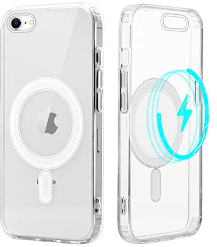 Yoedge Transparent Magnetisch Hülle für iPhone 8/7/SE 2022/SE 2020 4.7,Kompatibel mit MagSafe,Ultra Dünn Silikon TPU Stoßfest Magnet Handyhülle Kratzfeste rutschfeste Schutzhülle für,Transparent