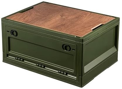 Nilpferd Faltbare Aufbewahrungsbox mit Deckel & Rädern, 45L(36x52x30cm), Aufbewahrungsbox im Freien, Esstisch im Freien, Kofferraum Organize Camping Zubehör für Reisen im Camping/Freien (Grün)