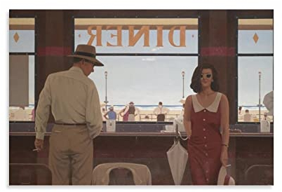 Jack Vettriano Kunstdruck Poster Daytona Diner, Ästhetik für Raummalerei, Leinwandbild, 60 x 90 cm