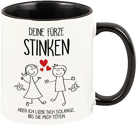 4youDesign Tasse mit lustigem Spruch *Deine Fürze stinken..*, humorvolle Keramiktasse für Ehepaare, Partner, Freund oder Freundin, Kaffee- oder Teetasse mit Henkel und liebevollem Motiv, 330ml