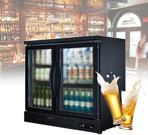ZPRMMN Double Door Bar Fridge With Defogging Function Refrigerated Cabinet Beer Refrigerator Embedded Air-cooled Beverage Display Showcase Refrigerator (Color : Double Door, Size : 110V)