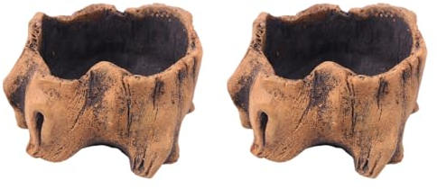 YARNOW 2 Stück Vintage-Übertopf Sukkulenten-Übertopf Kaktus-Topf Mikro-Landschafts-Blumentopf Holz-Übertopf Mini-Töpfe Übertopf Bonsai-Topf Sukkulenten-Halter Holztopf Zufälliger Stil