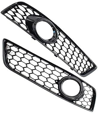 LUISAS Nebelscheinwerfer Gitter für Audi A3 8P 2009-2013 8P0807681D 8P0807682D,Vorne Links Rechts Unteren Stoßstange Nebelscheinwerfer Grill Abdeckung Trim,A-Electroplate Black