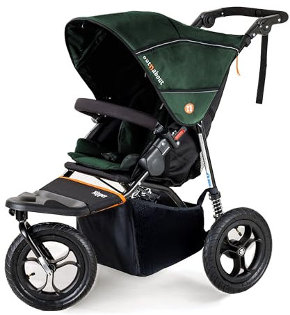 Out ‘n’ About Nipper Single V5 Stroller - All-Terrain Single Pram Baby Stroller 0-4 Years, with Rain Cover & Removable Basket - Lightweight, Foldable Single Buggy - Sycamore Green