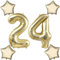 Blasses Gold Luftballons Zahl 24+4 pcs stern Folienballon Zahl 24 .Geburtstag frau mädchen,40 Riesenzahl Ballons 24 .geburtstagsdeko mann,Zahlenballon 24, Helium Ballons 24 Zahlen Luftballon
