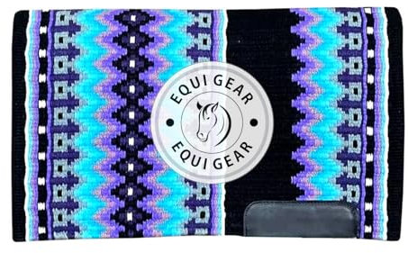 EQUIGEAR Western Ranch Horse Satteldecke aus neuseeländischer Wolle, Western-Design, handgefertigte Satteldecke, Wollpolster, Sensor Flex (Anpassung möglich), WQ86 (34x36)