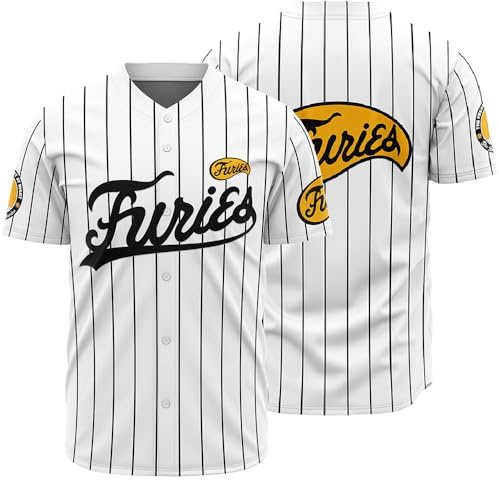 Herren The Warriors Furies Baseball Movie Jersey Shirts Kostüm genäht, Weiss/opulenter Garten, XL