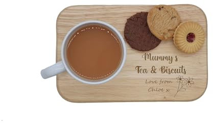 Personalised Mother's Day Tea & Biscuit Board, Mummy's Tea In Bed, Gift, Coffee & Biscuit Board