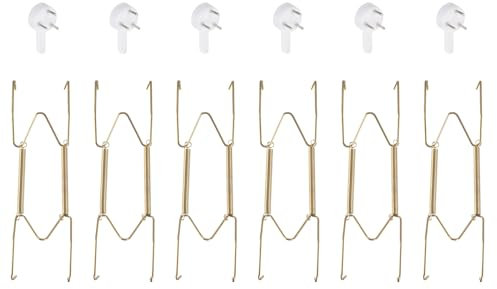 QUARKZMAN 6pz Gancio per Piatti, Ganci per Piatti da Parete in Acciaio Inossidabile da 6 Pollici Con Ganci Decorativi e Protezione per La Punta per Piatti Decorativi e Arte