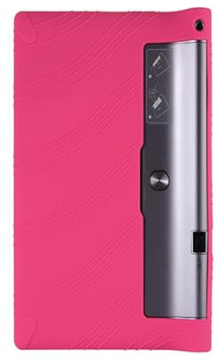 INSOLKIDON Compatible con Lenovo Yoga Tab 3 Pro 10.1 YT3-X90F X90L Tab3 Plus YT-X703F X703L Funda Protectora de Silicona Bumper Protección Carcasa con Funda Blanda y Antideslizante (Rojo Rosa)