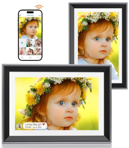 WiFi Digital Photo Frame with 16GB Memory 10 Inch Touch Screen Digital Photo Frame Support External SD Card USB Drive Photo Upload by App or Mail